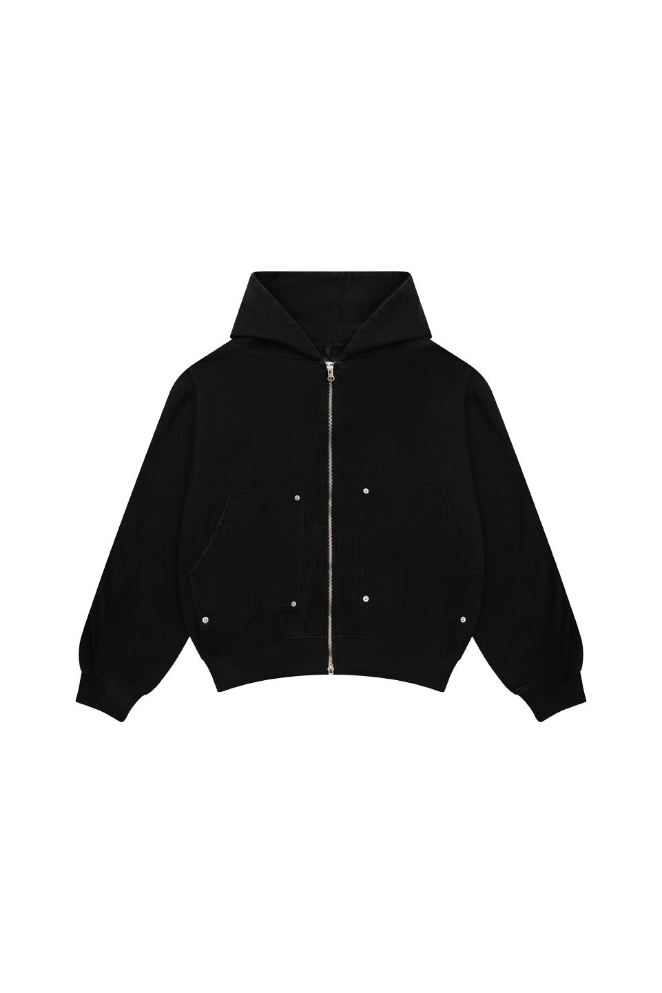 2 WAY ZIP HOODIE - BLACK