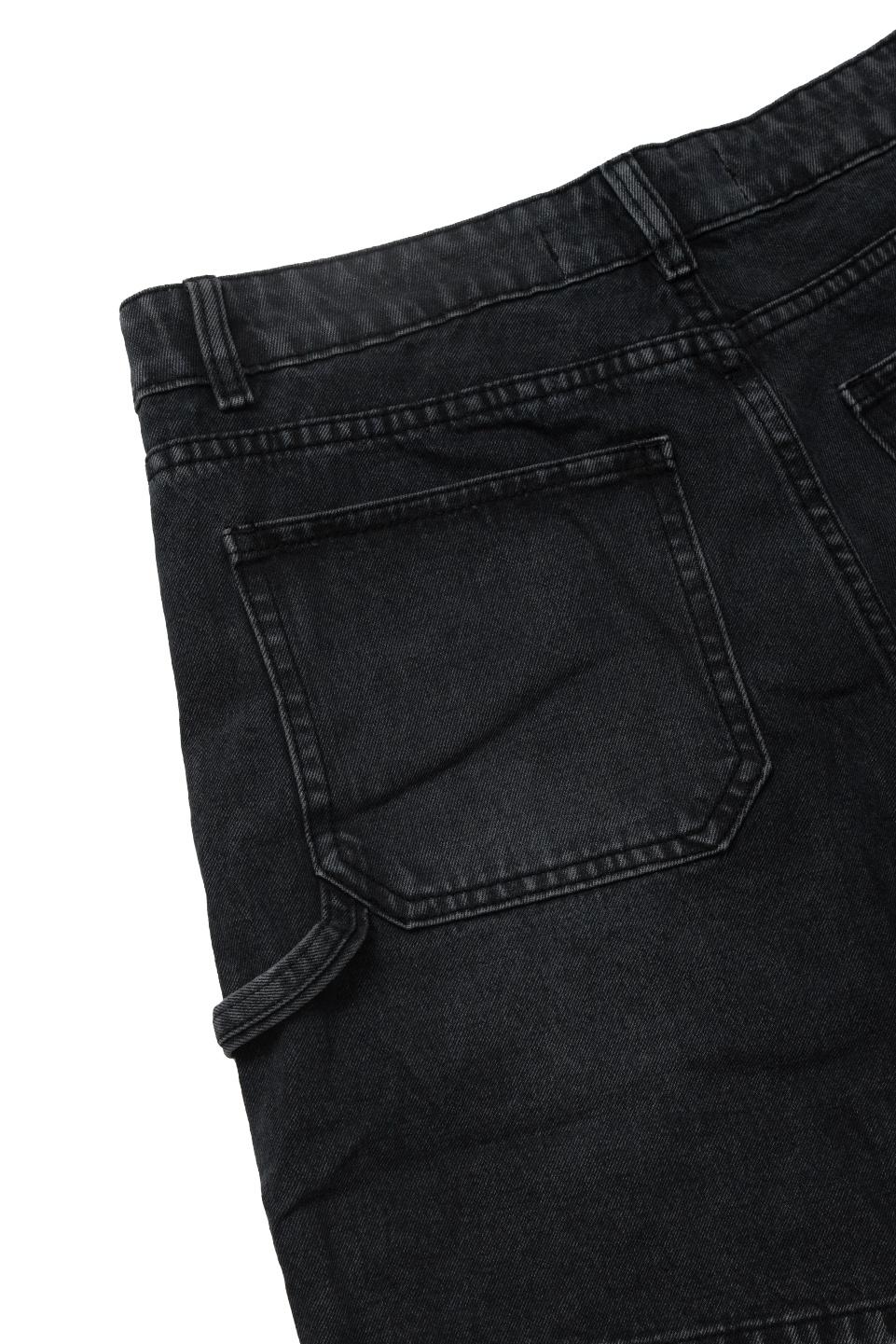 WIDE LEG DENIM SHORT - JET BLACK