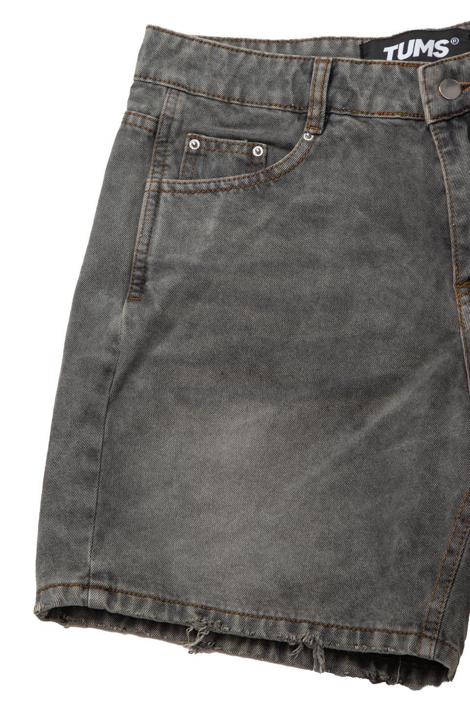 WIDE LEG DENIM SHORT - DUST GREY