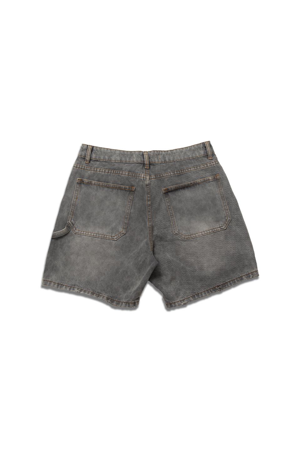 WIDE LEG DENIM SHORT - DUST GREY