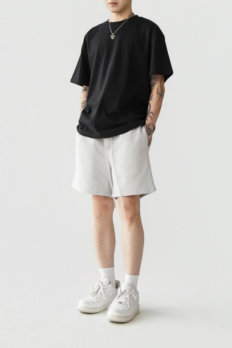 SWEAT SHORT - GREY HEATHER