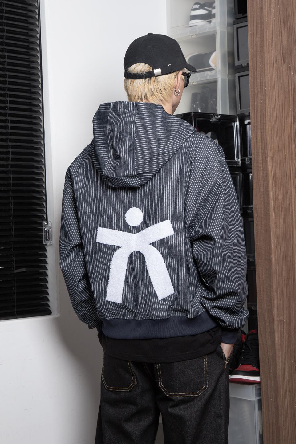 TUMS STRIPED DENIM HOODIE