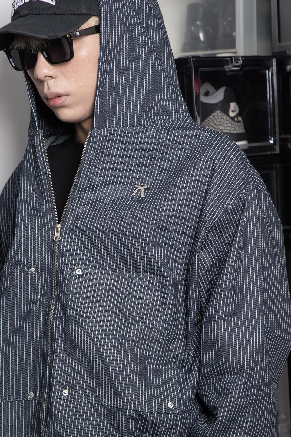 TUMS STRIPED DENIM HOODIE