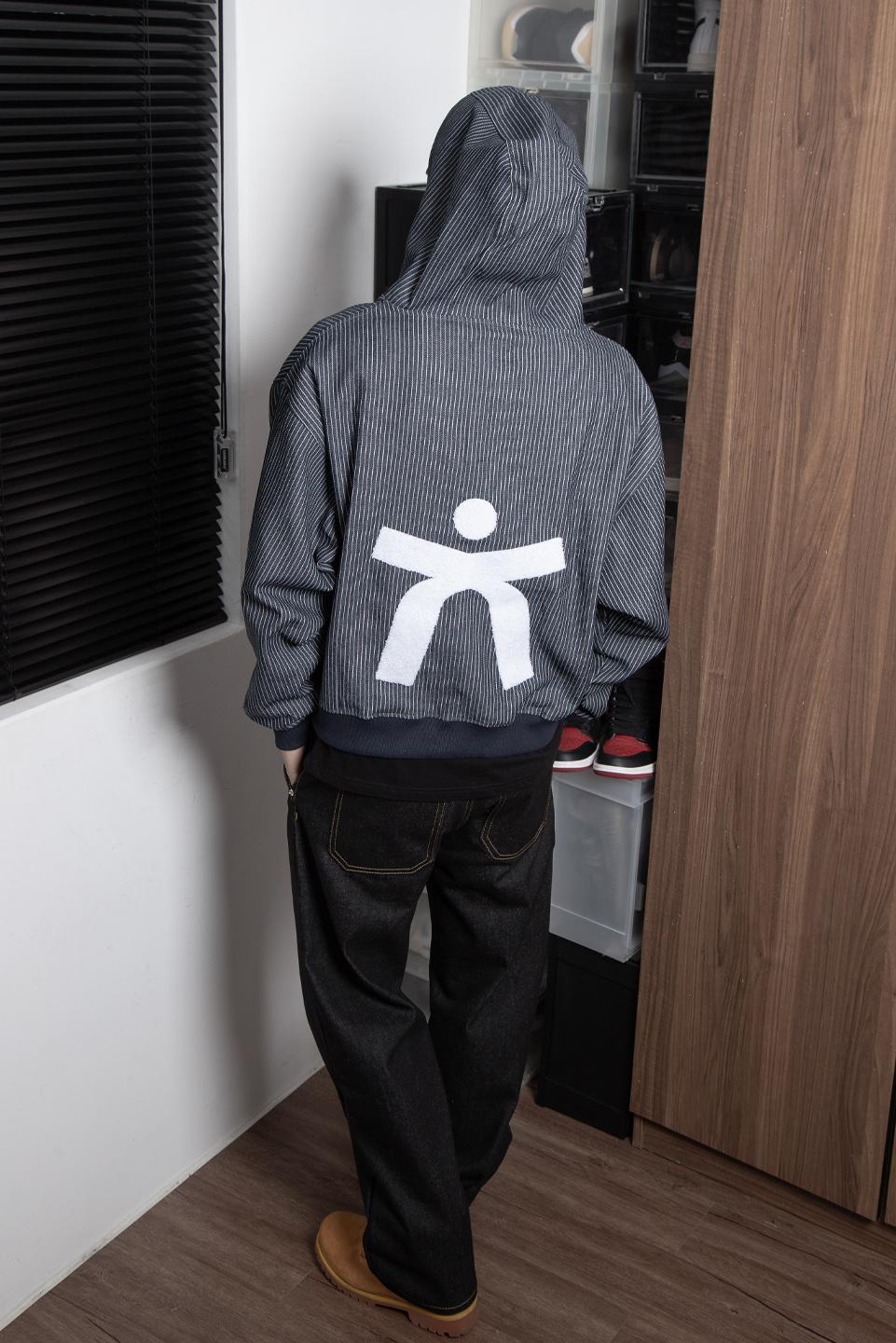 TUMS STRIPED DENIM HOODIE