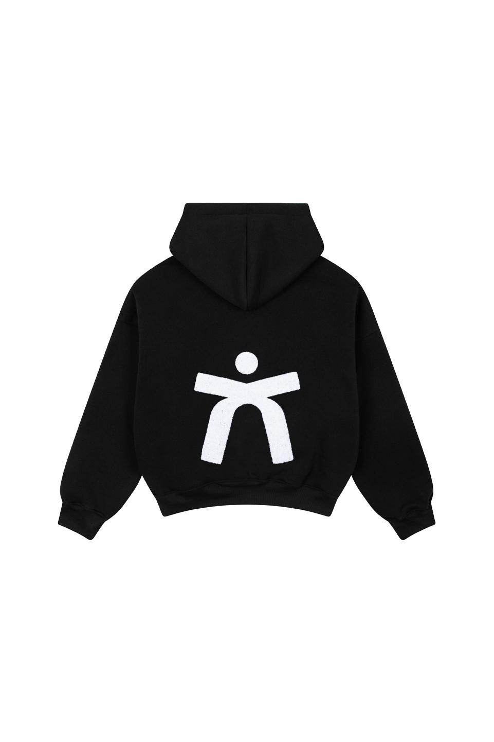 TUMS CROP ZIPS HOODIE - Black