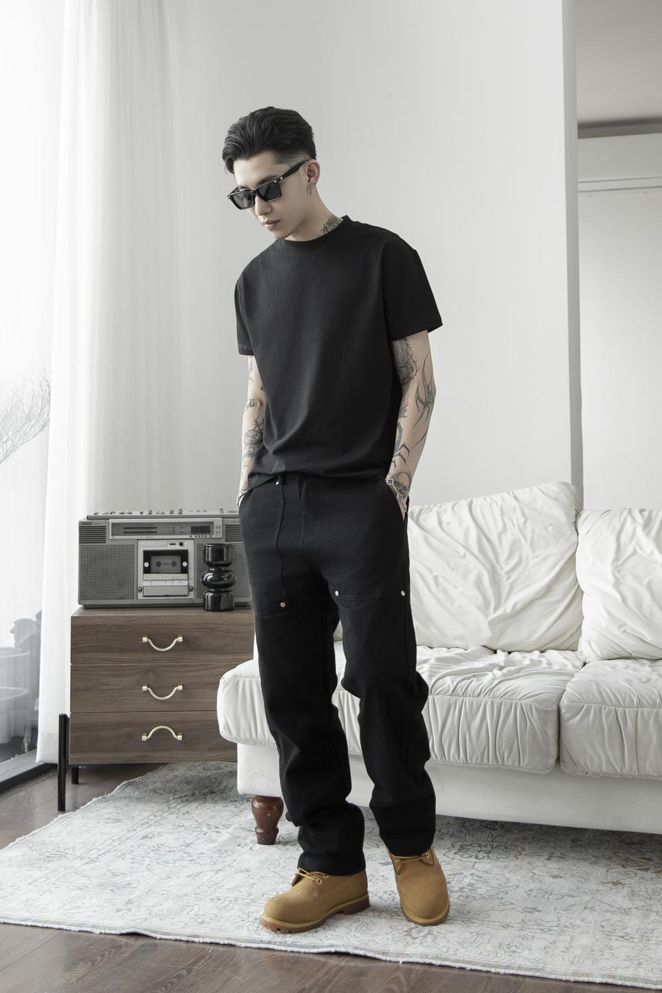 TWILL SLIM PANT - BLACK