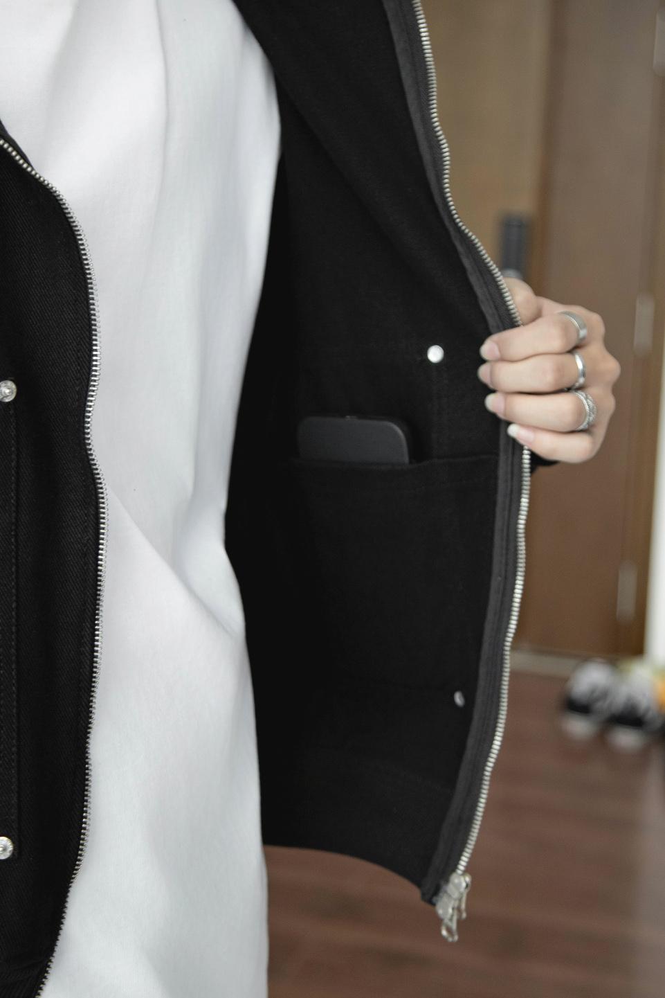 2 WAY ZIP HOODIE - BLACK